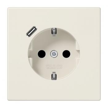 Jung SCHUKO Steckdose 16 A 250 V ~, mit USB-Ladegerät 1 x Typ C, Berührungsschutz, Serie LS, weiß LS1520-18C