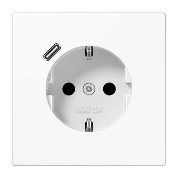 Jung SCHUKO Steckdose 16 A 250 V ~, mit USB-Ladegerät 1 x Typ C, Berührungsschutz, Serie LS, alpinweiß LS1520-18CWW