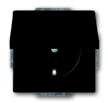 B+J future® linear,Steckdose mit Klappdeckel, schwarz matt 20 EUK-885