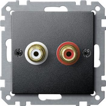 Merten Steckdose fŸr Audio Anschluss, anthrazit, System M MEG4350-0414