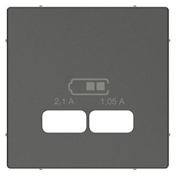 Merten Zentralplatte fŸr USB Ladestation-Einsatz, anthrazit, System M MEG4367-0414
