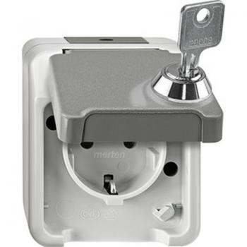 Merten AQUASTAR Steckdose mit KS abschlie§bar lichtgrau MEG2416-8029