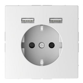 Merten Steckdose mit USB Ladeger_t, Lotoswei§, System Design MEG2366-6035