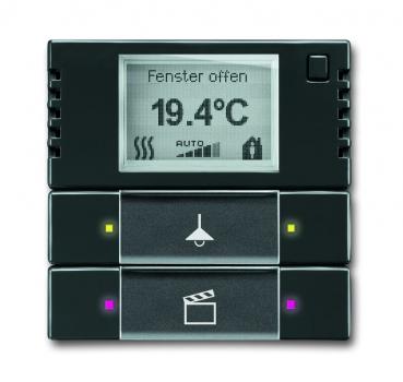 B+J Bedienelement 2/4-fach, mit RTR, anthrazit, Busch-Installationsbus KNX, FanCoil-Regler 6128/28-81