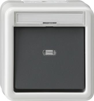 Gira IP44 WG Wipptaster mit Meldekontakt Aufputz Grau 015230