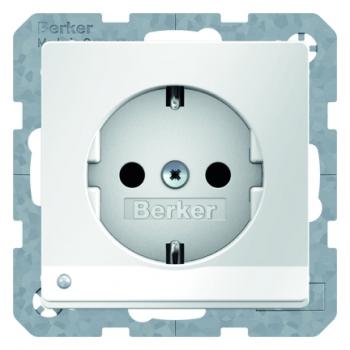 Berker Steckdose SCHUKO mit LED-Orientierungslicht polarweiss samt Berker Q.1/Q.3 41096089