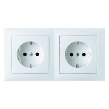 Berker Steckdosen-Kombination SCHUKO 2fach mit Rahmen polarweiss, glaenzend Berker S.1 47208989