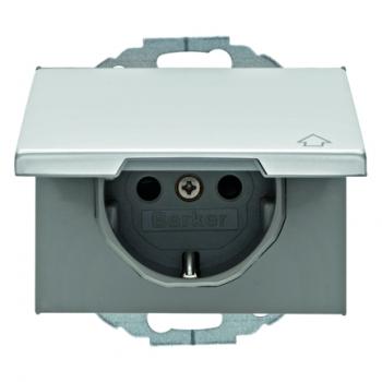 Berker K.5 Steckdose mit Klappdeckel Alu 47477103