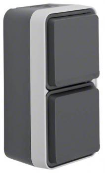 Berker W.1 IP55 Aufputz Steckdose 2fach senkrecht grau 47703525
