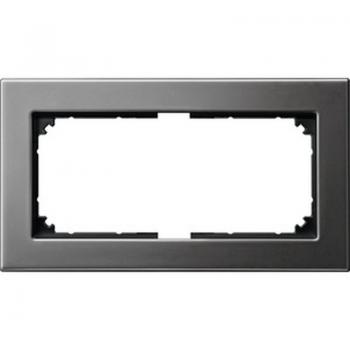 Merten M-PLAN-Metallrahmen, 2fach ohne Mittelsteg, Rhodiumgrau 475814