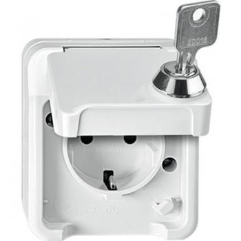 Merten AQUASTAR  Steckdose mit KS abschliesbar polarweis MEG2417-8019