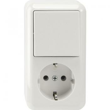 Merten AUFPUTZ Kombination Steckdose/Wechselschalter polarweiss MEG3495-8719