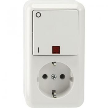 Merten AUFPUTZ Kombination Steckdose/Kontrollschalter polarweiss MEG3499-8719