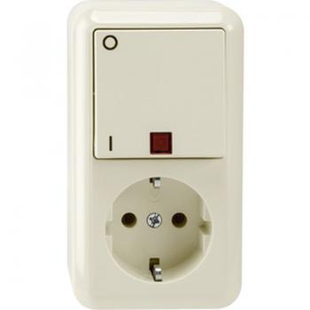 Merten AUFPUTZ Kombination Steckdose/Kontrollschalter weiss MEG3499-8744