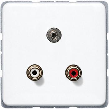 JUNG Cinch Audio und MiniklinkeÊ3,5Êmm, Tragring, Schraubbefestigung MACD1011WW