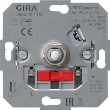 Gira LED Dreh Dimmer mit Drehaus GlŸhlampe 20-200W  030000