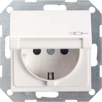 Gira System 55 Steckdose mit Klappdeckel Reinwei§ gl_nzend 045403