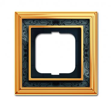 B+J Abdeckrahmen, Messing poliert Dekor anthrazit, Busch-dynasty, Rahmen Busch-dynasty 1721-833