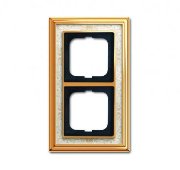 B+J Abdeckrahmen, Messing poliert Dekor elfenbeinwei§, Busch-dynasty, Rahmen Busch-dynasty 1722-836