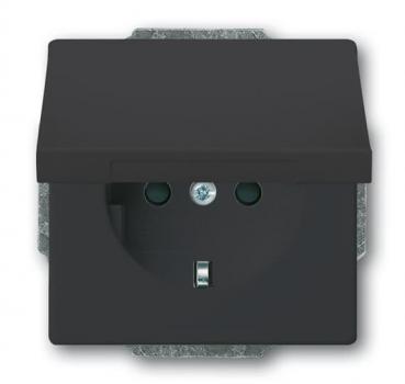 B+J future® linear Steckdosen mit Klappdeckel und Kinderschutz anthrazit 20 EUKB-81