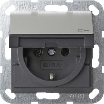 Gira System 55 Steckdose mit KD Edelstahl 0454600