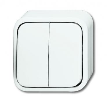 B+J Wippschalter, alpinweiß, Busch-Duro 2000 AP, Schalter/Taster 2601/5 AP/11W-503