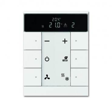 B+J Raumtemperaturregler mit Bedienfunktion 6-fach, studiowei§, Busch-Installationsbus KNX, ClimaECO Sensoren SBR/U6.0.11-84