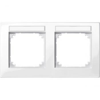 Merten M-PLAN-Rahmen, 2fach beschriftbar, waagerechte Montage, polarweiß glänzend 514219