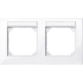 Merten M-PLAN-Rahmen, 2fach beschriftbar, waagerechte Montage, aktivweiß glänzend 514225