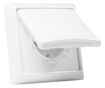 B+J Allwetter IP44 Steckdose + Abdeckrahmen Set Polarweiss 2101-34 / 20EUGK-34-101