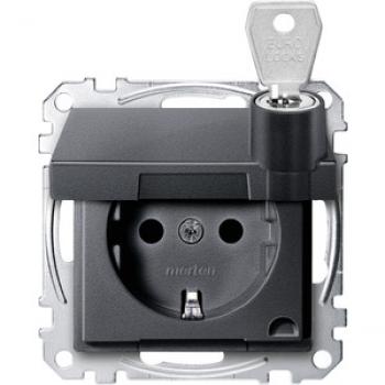 Merten SCHUKO-Steckdose, Klappdeckel, abschließbar, verschiedene Schließungen, BRS, Steckklemmen, anthrazit,System M MEG2315-0414