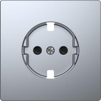 Merten Zentralplatte für SCHUKO-Steckdosen-Einsatz, Berührungsschutz, Edelstahl,System Design MEG2330-6036