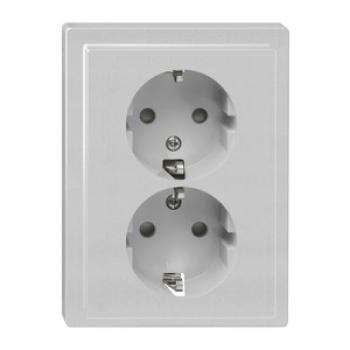 Merten SCHUKO-Doppel-Steckdose, Berührungsschutz, Steckklemmen, aluminium, ARTEC MEG2420-5060