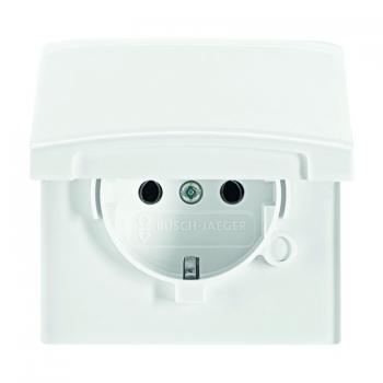 B+J Allwetter IP44 Steckdose + Schalter + Abdeckrahmen Set Polarweiss