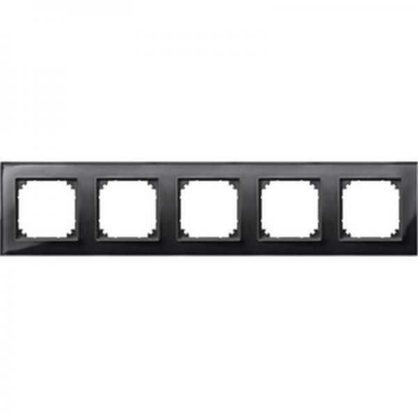 Merten M-PLAN-Echtglasrahmen, 5fach, Onyxschwarz 489503