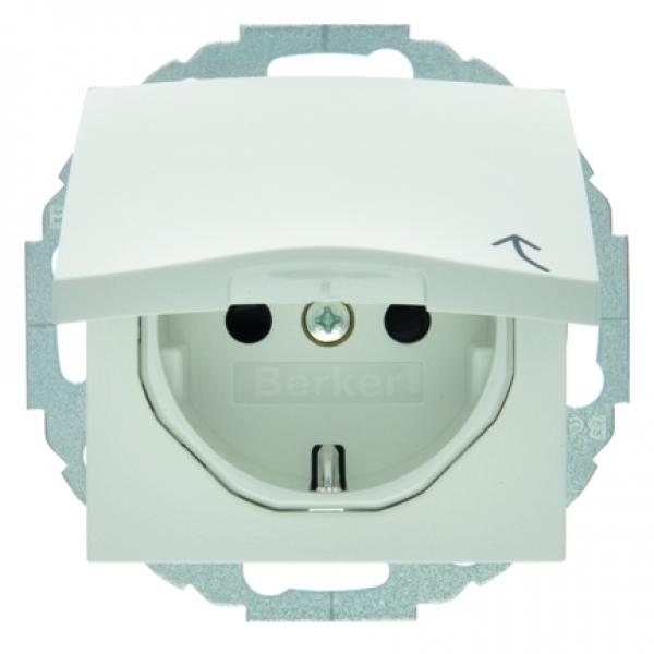 Berker S.1 Steckdose mit Klappdeckel und Kinderschutz polarwei§, matt 47441909