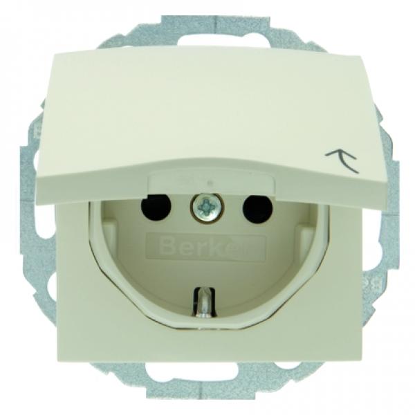 Berker S.1 Steckdose mit Klappdeckel und KS wei§, gl_nzend 47448982