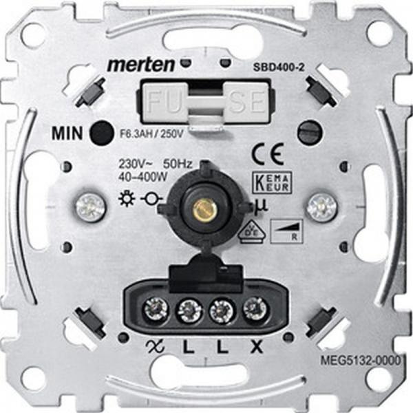 Merten Drehdimmer-Einsatz mit Druck-Wechselschalter, 40-400 W MEG5132-0000