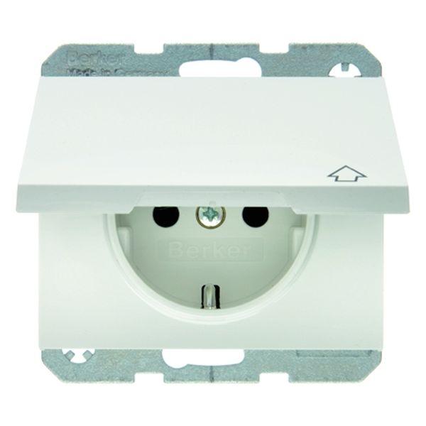Berker K.1 Steckdose mit Klappdeckel und KS polarwei§, gl_nzend 47517109