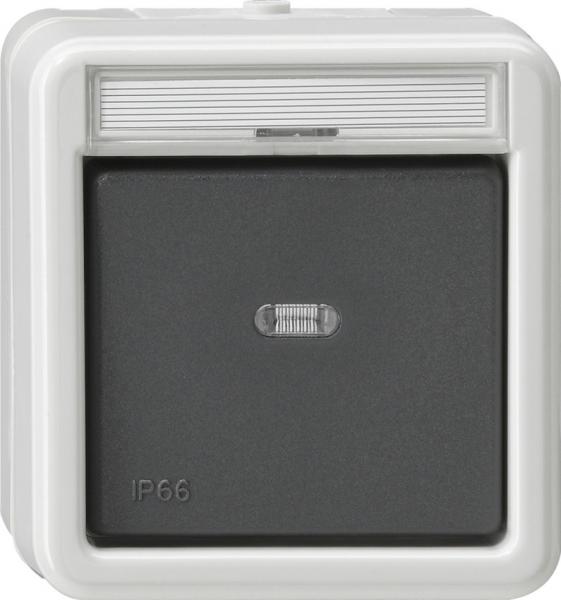 Gira IP44 WD Wippschalter Kreuz Aufputz Grau 010731