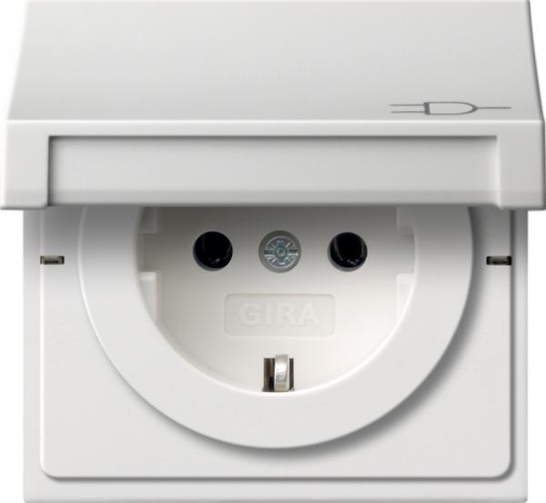 Gira Fl_chenschalter Steckdose mit Klappdeckel Reinwei§ 0454112