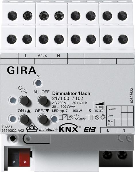 Gira Universal Dimmaktor 1fach 500 W KNX EIB REG 217100