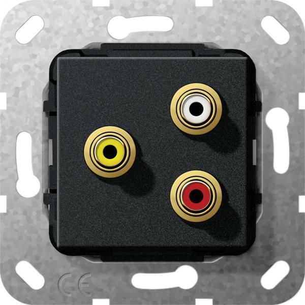 Gira Cinch Audio, Composite Gender Changer Einsatz Schwarz matt 563610