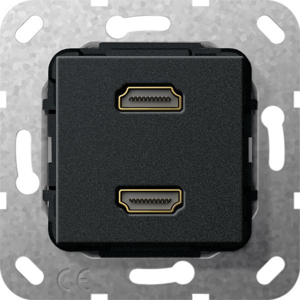 Gira HDMI 2fach Gender Changer Einsatz Schwarz matt 567110