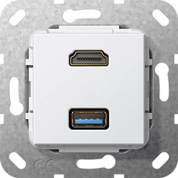 Gira HDMI, USB 3.0 A Kabelpeitsche Einsatz Reinwei§ 567903