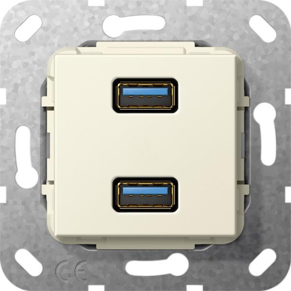 Gira USB 3.0 A 2fach Gender Changer Einsatz Cremewei§ 568401