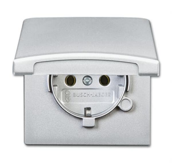 B+J allwetter Steckdose mit Klappdeckel alusilber 20 EUGK-33-101