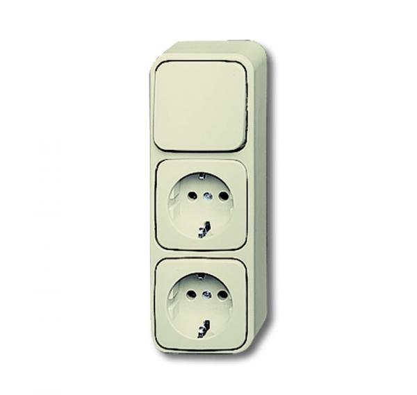 B+J Duro 2000 Aufputz Kombination 2 x Steckdose/Wippschalter weiß 2601/6/2300/2 EAP