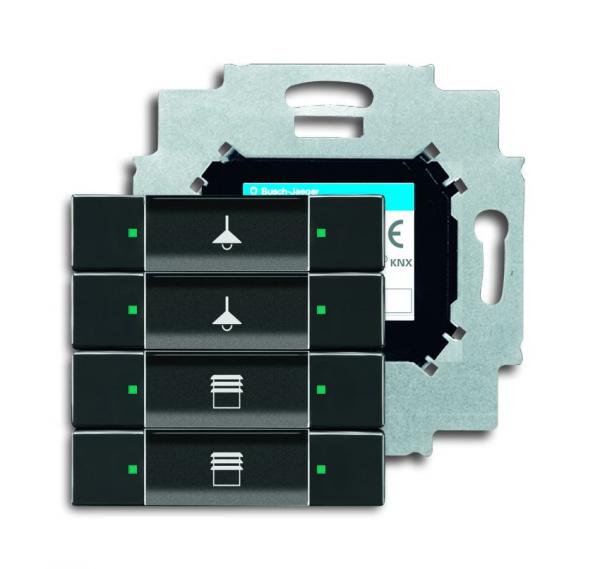 B+J  UP-Sensoren future¨ linear, Tastsensor, 4-fach mit Busankoppler, anthrazit 6127/01-81