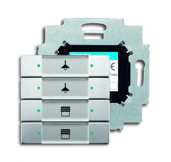 B+J  UP-Sensoren pur edelstahl, Tastsensor, 4-fach mit Busankoppler, edelstahl 6127/01-866